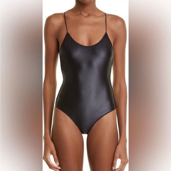 NWT Oséree Open-Back Halterneck Glow One-Piece Swimsuit in Black sz Small - Picture 3 of 10
